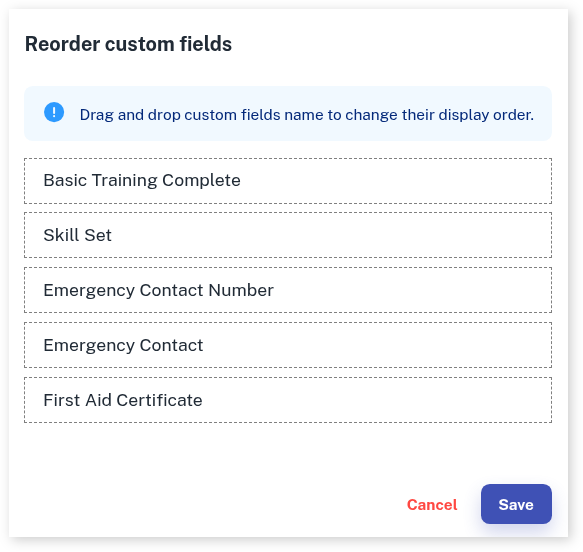 Reorder Custom Fields
