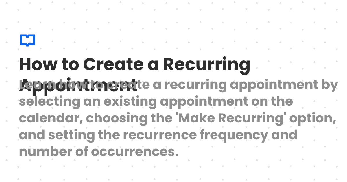 How to Create a Recurring Appointment | Client Diary Knowledgebase