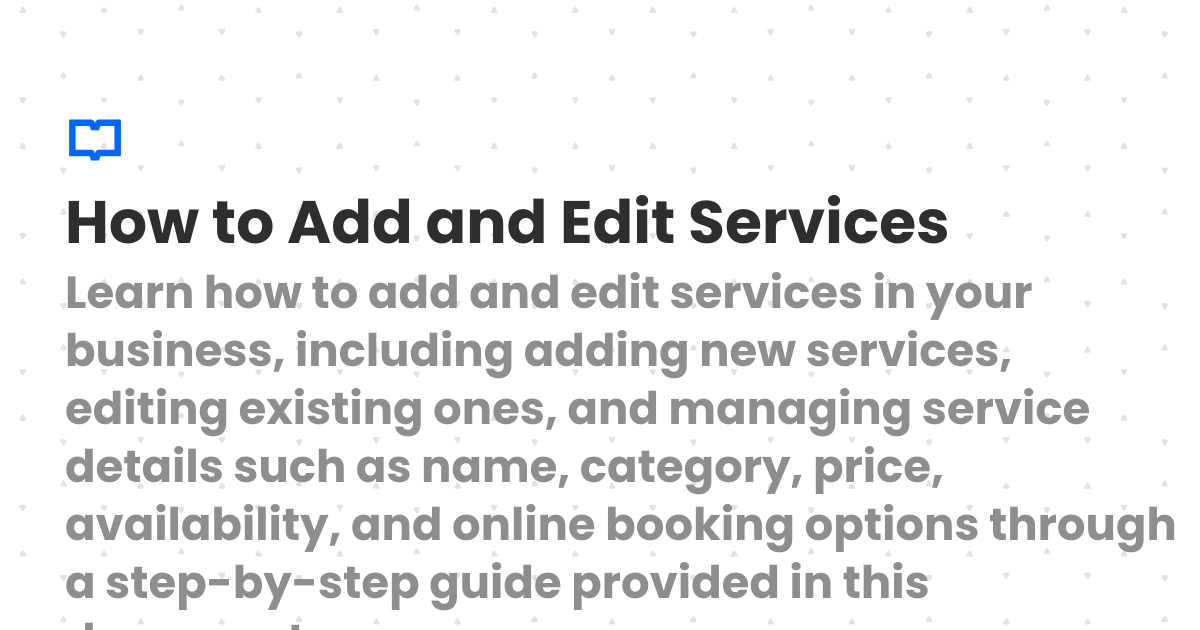 How to Add and Edit Services | Client Diary Knowledgebase